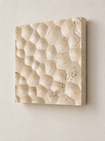 Carved Travertine Square Outdoor Wall Light — angle