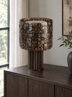 Coffee shell mosaic table lamp switched off, product view 2