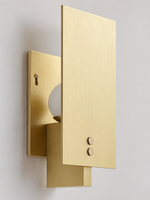 Close-up of the Panel Glow Copper Tone brushed-metal panel, glass diffuser and two circular details