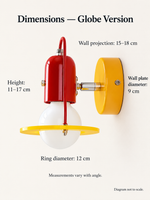 Globe wall light dimensions and adjustment range