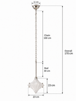 Sculpted star glass chain pendant — silver dimensions