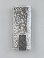 Silver-finish aluminum-body wall sconce, unlit front view