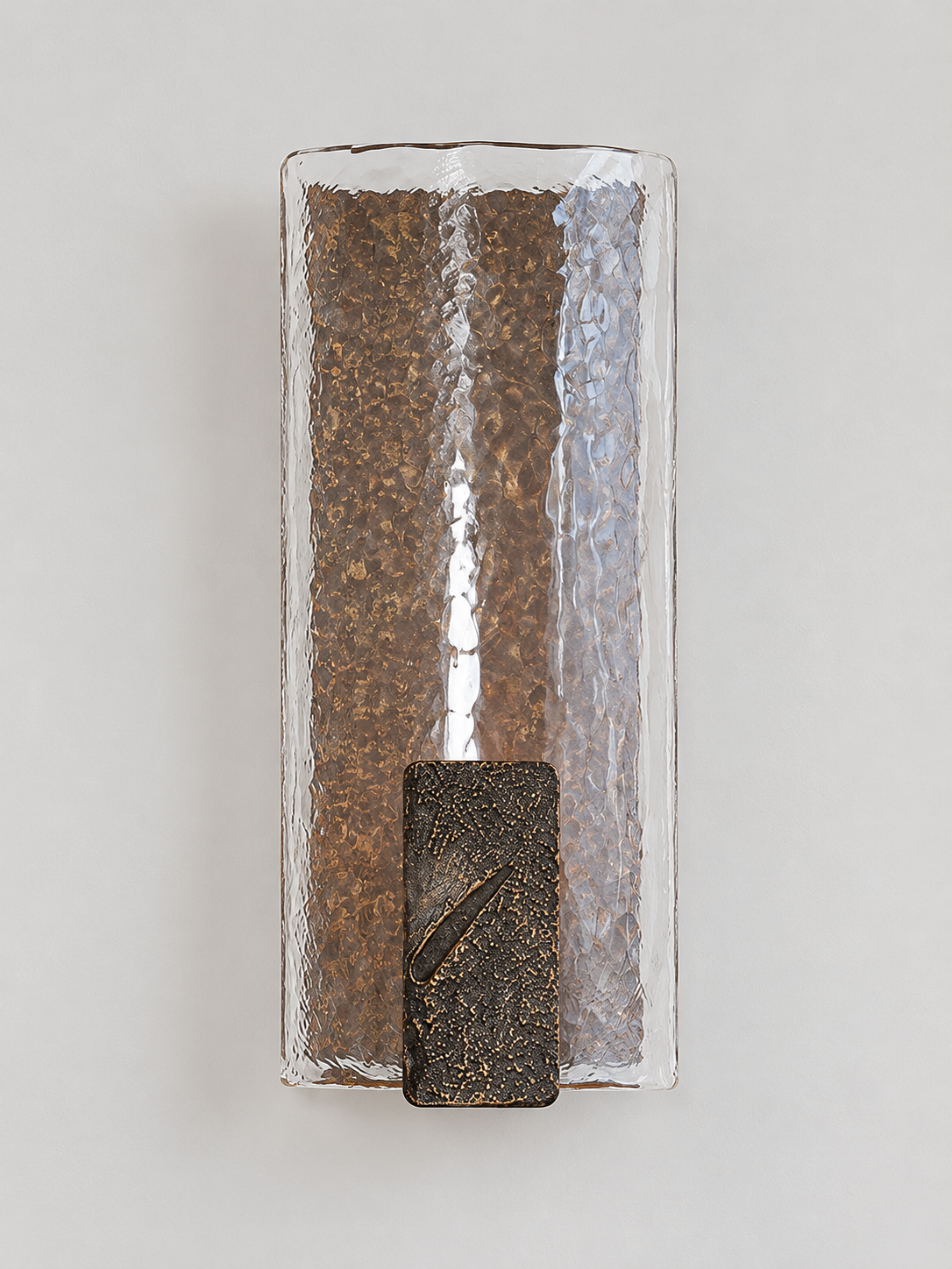 Copper-body copper-finish wall sconce with clear glass