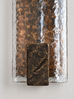 Clear hammered glass and copper-toned cast-metal detail