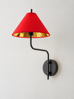 Black / Red Shade gold-lined wall sconce