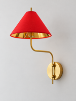 Copper-Tone / Red Shade gold-lined wall sconce