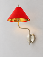 Satin Nickel / Red Shade gold-lined wall sconce