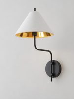 Black / White Shade gold-lined wall sconce