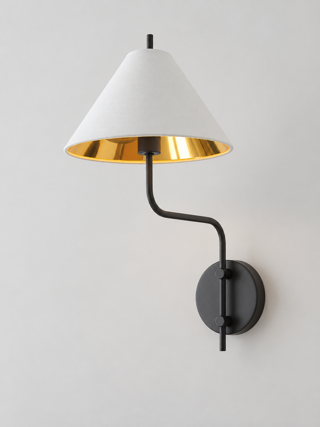 Black / White Shade gold-lined wall sconce