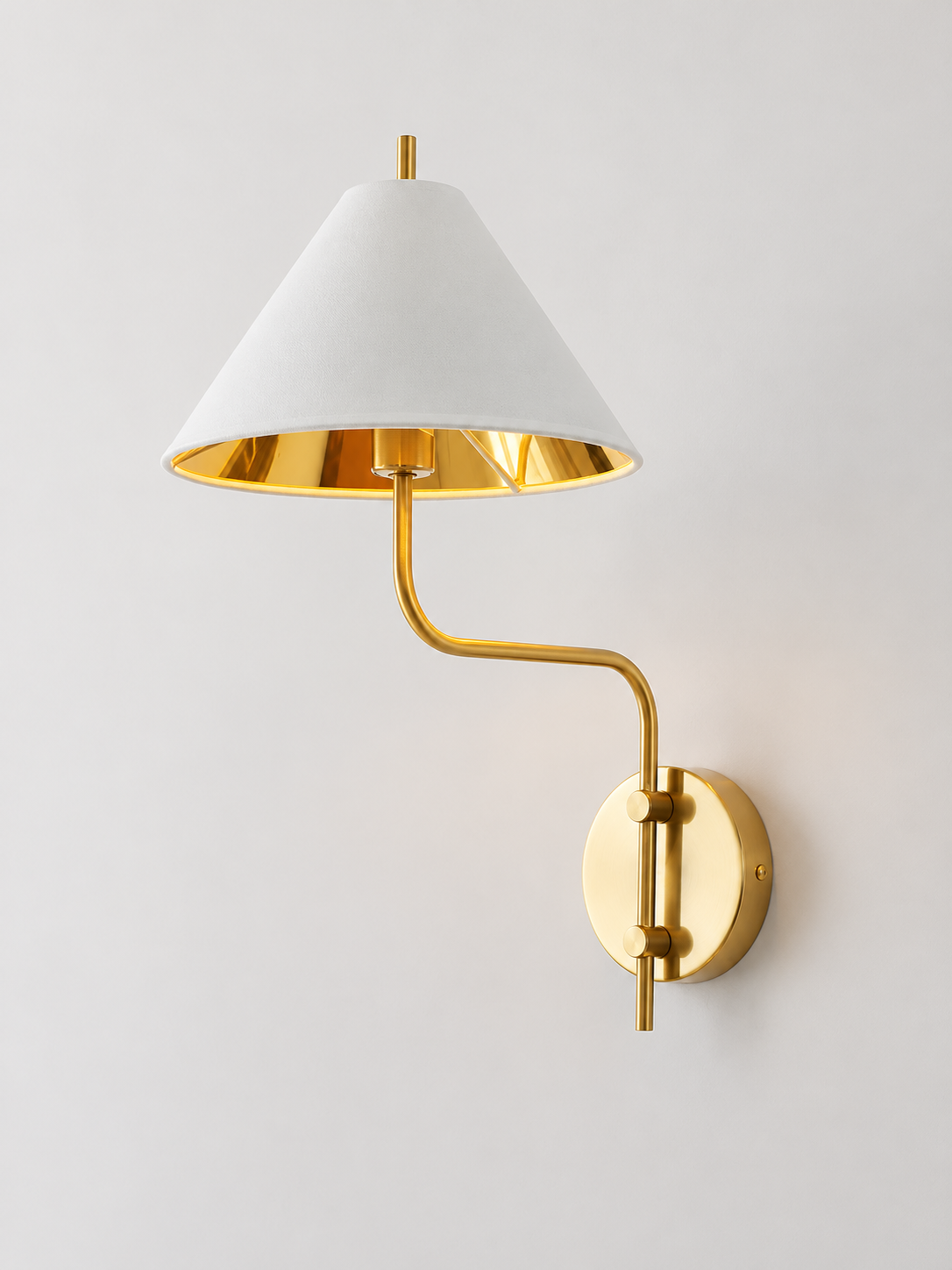 Copper-Tone / White Shade gold-lined wall sconce