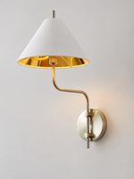 Satin Nickel / White Shade gold-lined wall sconce