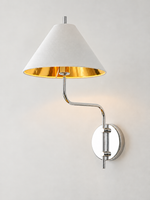 Chrome / White Shade gold-lined wall sconce