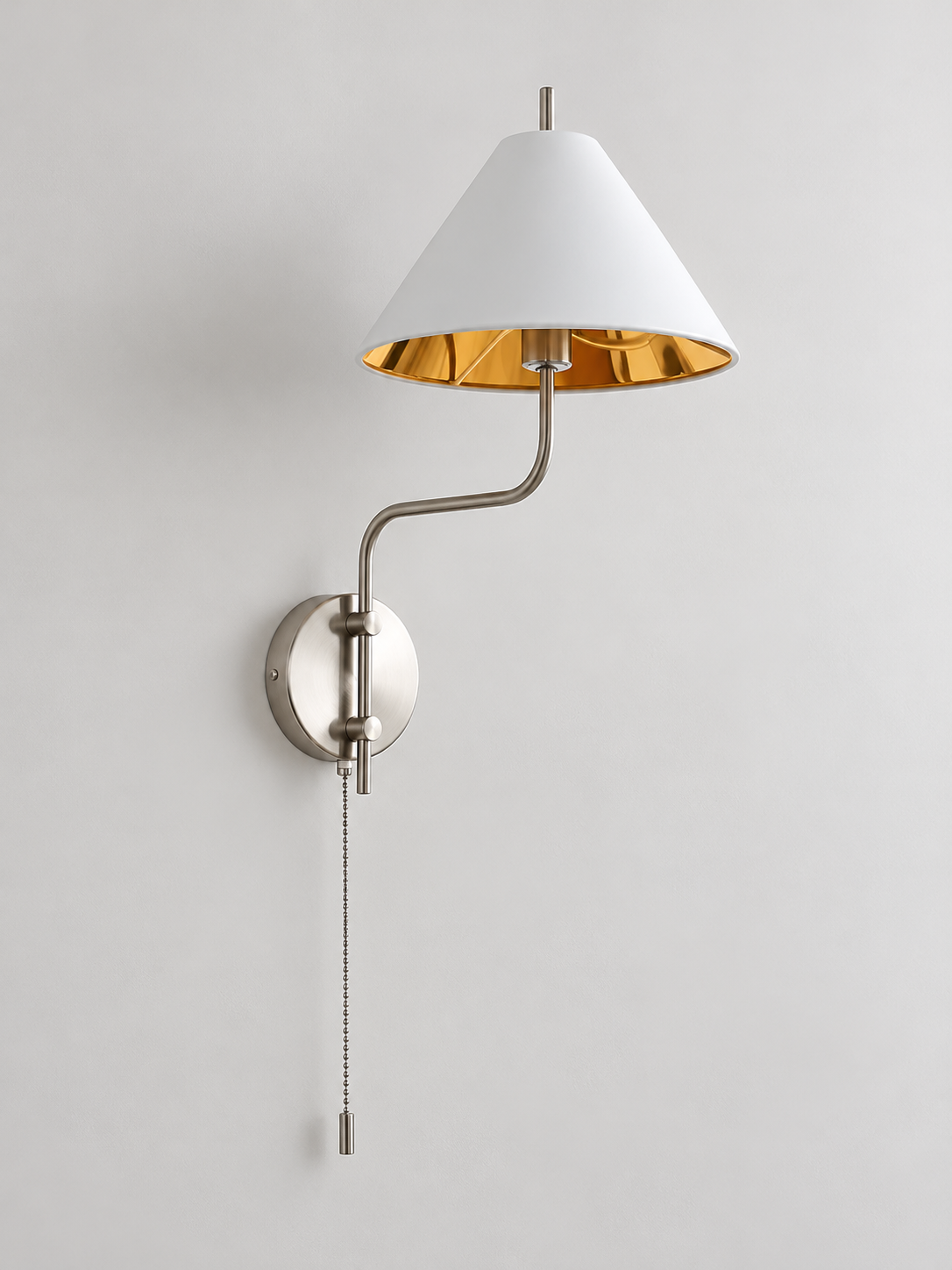 Pull-Chain / Color and Shade in Order Note gold-lined wall sconce - example color only