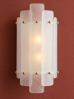 Seeded glass and warm metal fixing details