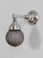 B - Textured Globe, Chrome, Smoke Gray wall light