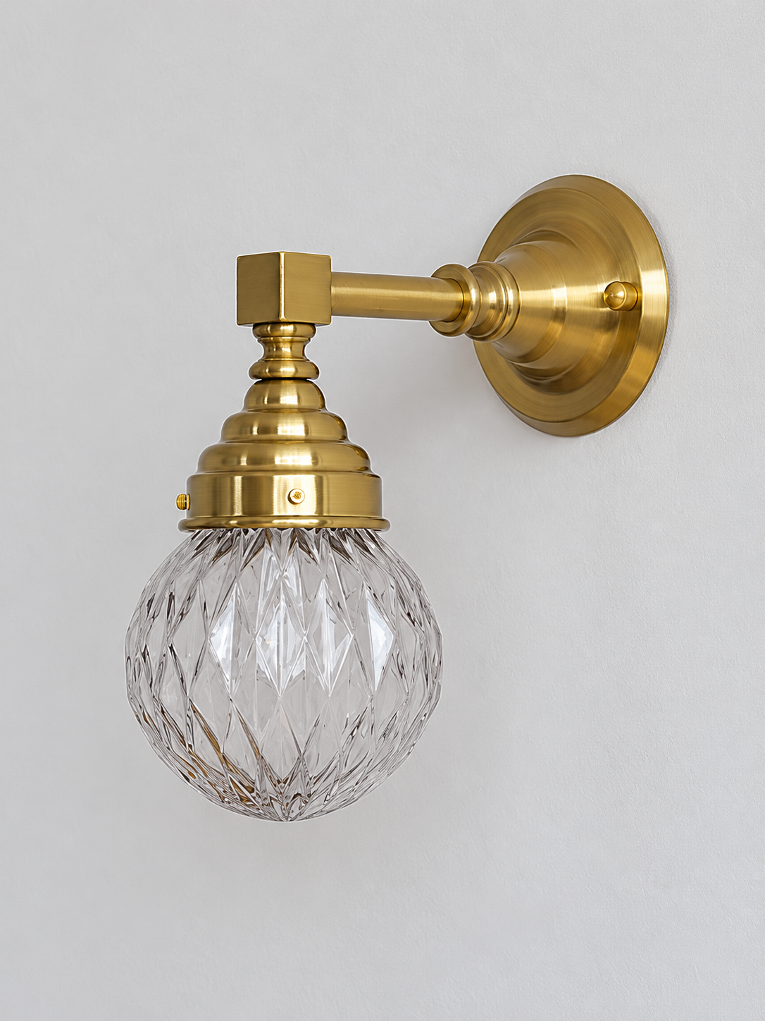 A - Diamond Globe, Copper-Tone, Clear wall light