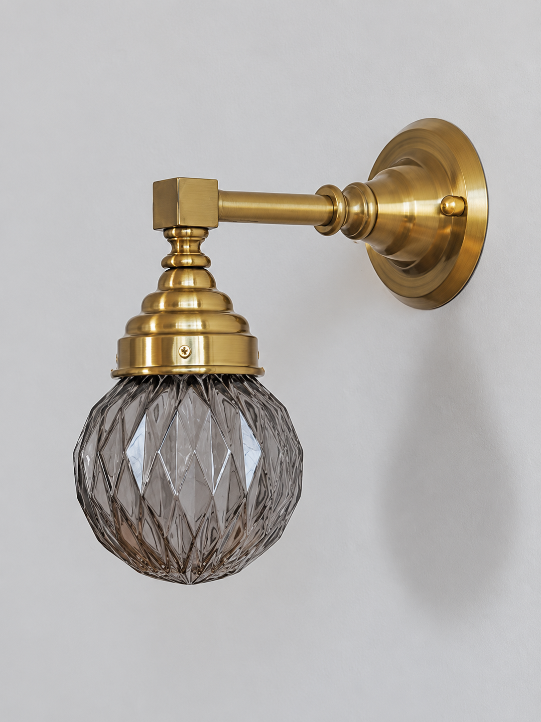 A - Diamond Globe, Copper-Tone, Smoke Gray wall light
