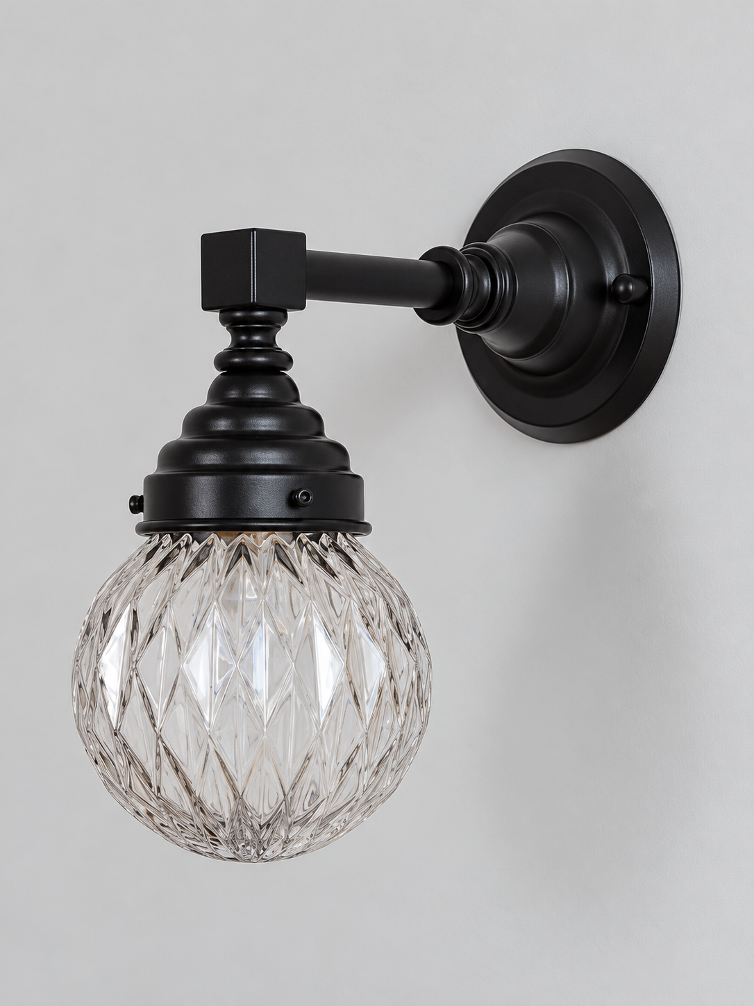 A - Diamond Globe, Black, Clear wall light