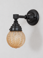 B - Textured Globe, Black, Champagne wall light