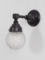 B - Textured Globe, Black, Clear wall light