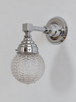 B - Textured Globe, Chrome, Clear wall light