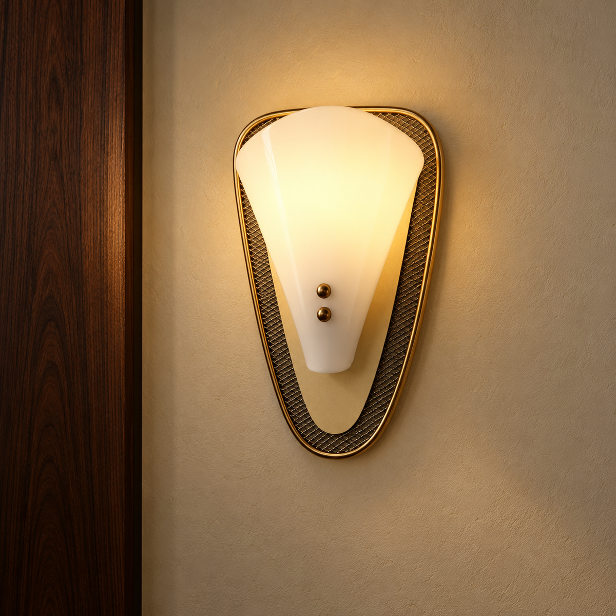 Luma Arc wall sconce shown illuminated