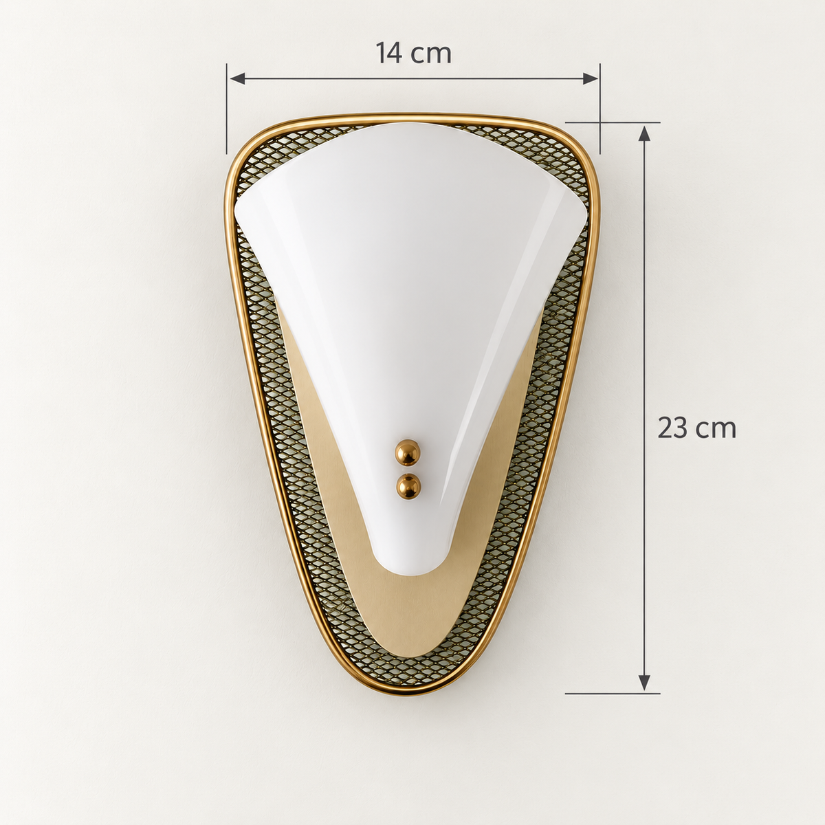 Luma Arc wall sconce dimensions: 14 cm diameter and 23 cm height