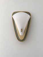 Luma Arc copper-tone and white wall sconce, unlit front hero view in a 3:4 portrait composition