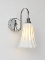 MB3459 white fluted ceramic bell wall sconce, Chrome / Hardwired