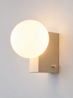 MB3645 beige metal wall sconce with opal glass globe and rotary switch
