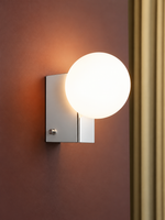 MB3645 chrome wall sconce with opal glass globe and rotary switch