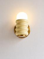 Front view of cream ribbed iron wall light