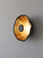 Black and gold ripple disc wall light, Style B 24 cm