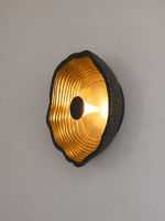 Black and gold ripple disc wall light, Style B 35 cm