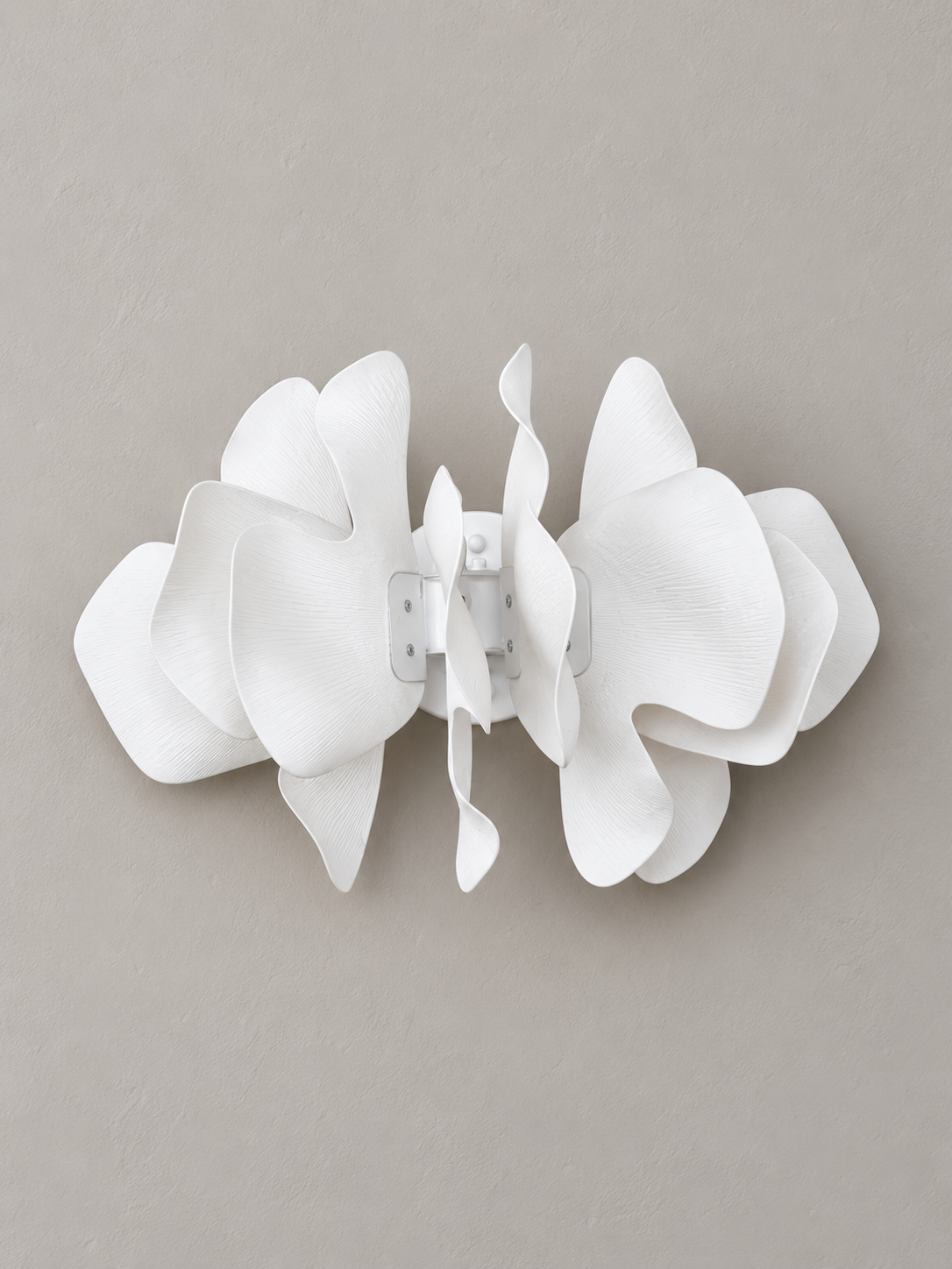 Unlit Ceramic Drift wall sconce showing layered white ceramic petals