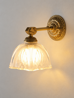 Floral glass wall light, Copper Tone, Downward Shade