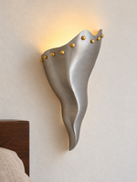 Antique silver aluminum Wavy Metal Shield wall sconce