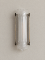Unlit Scroll Edge wall sconce in antique silver, front view