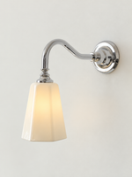 MB4787 extended curved-arm wall sconce, Chrome / Ceramic