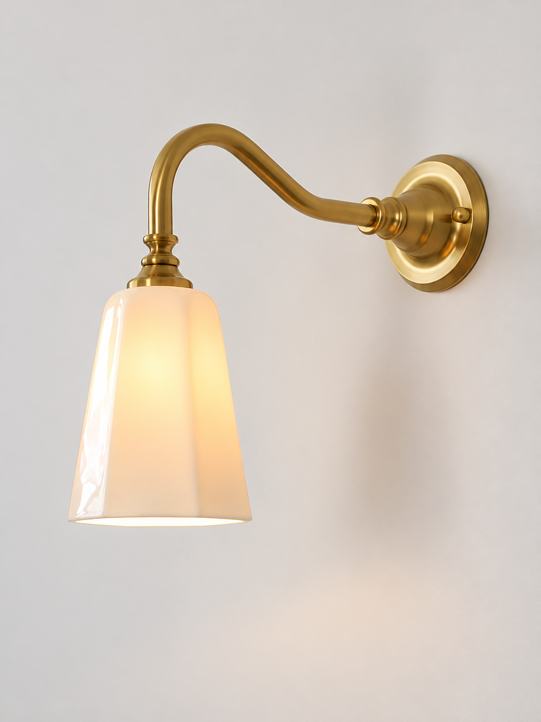 MB4787 extended curved-arm wall sconce, Copper Tone / Ceramic