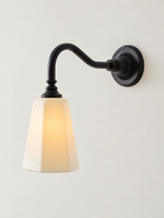 MB4787 extended curved-arm wall sconce, Black / Ceramic