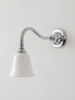 MB4787 extended curved-arm wall sconce, Chrome / Glass