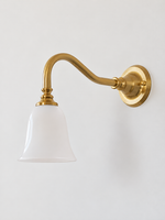 MB4787 extended curved-arm wall sconce, Copper Tone / Glass
