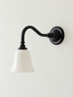 MB4787 extended curved-arm wall sconce, Black / Glass