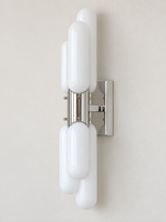 Unlit white opal glass and chrome wall sconce
