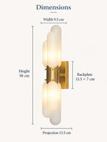 MB4795 dimensions: height 58 cm, width 9.5 cm, projection 13.5 cm and backplate 15.5 by 7 cm