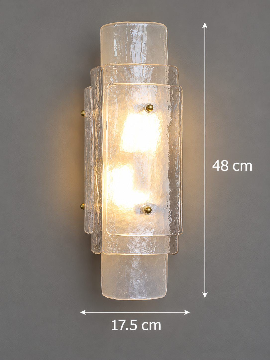 Layered Glass Wall Sconce dimensions: 48 cm high and 17.5 cm wide
