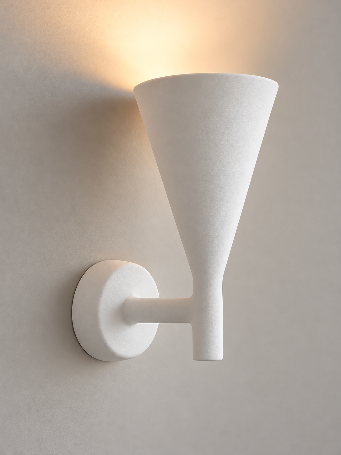 Matte white plaster arm and cone detail