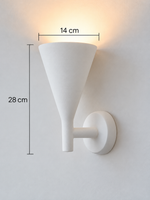 White plaster cone wall sconce dimensions in centimeters