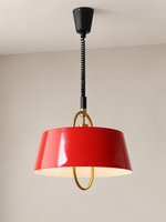 Red drum pendant with black coiled cord and canopy